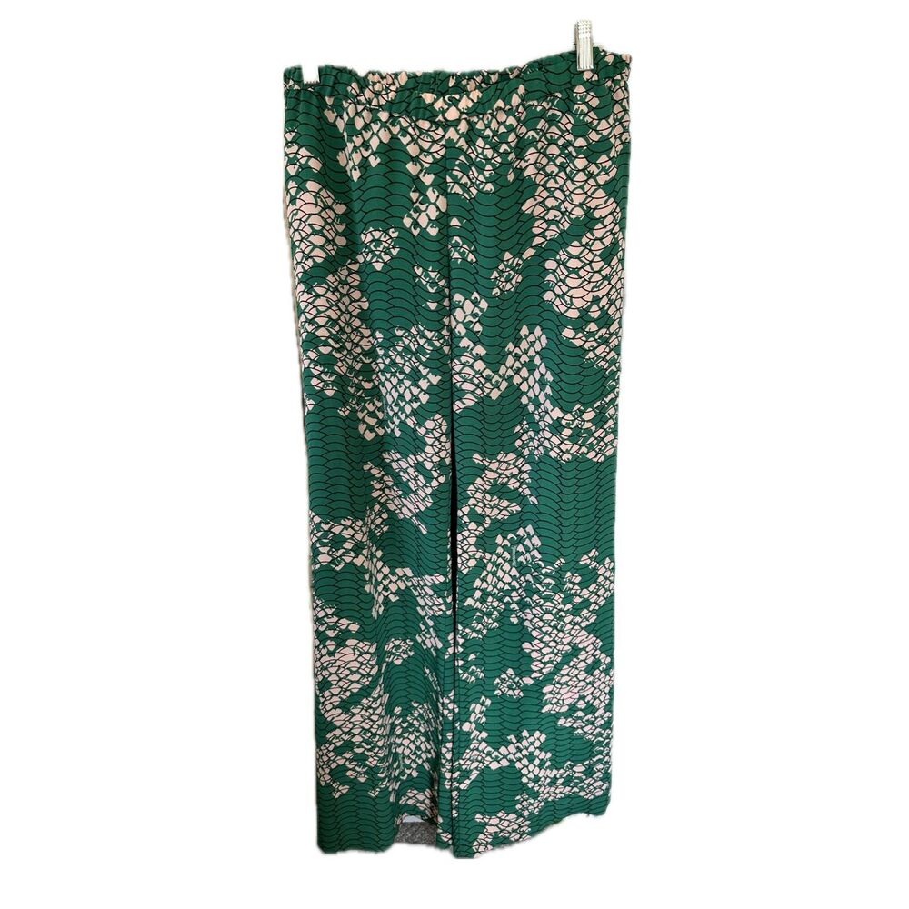 Manuhealii Green and Pink Abstract Wide-Leg Pants